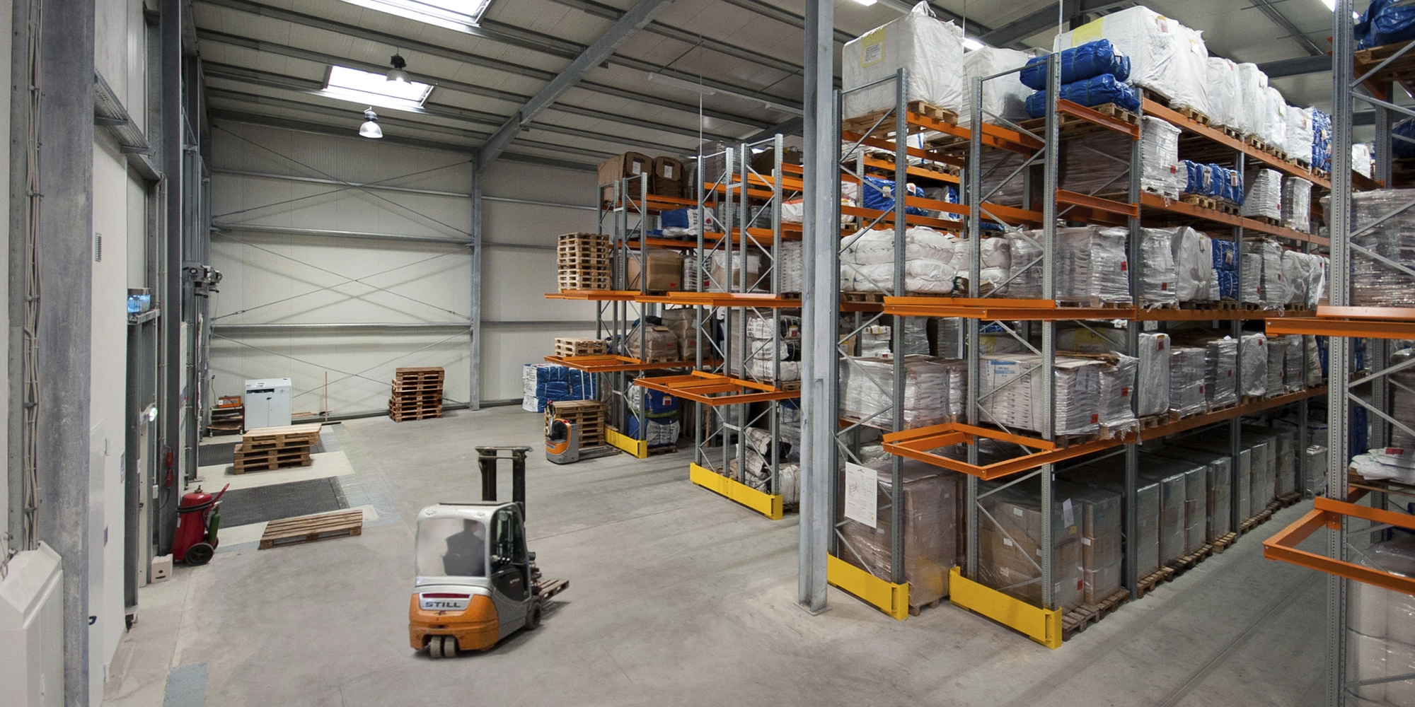 Warehouse with high racks